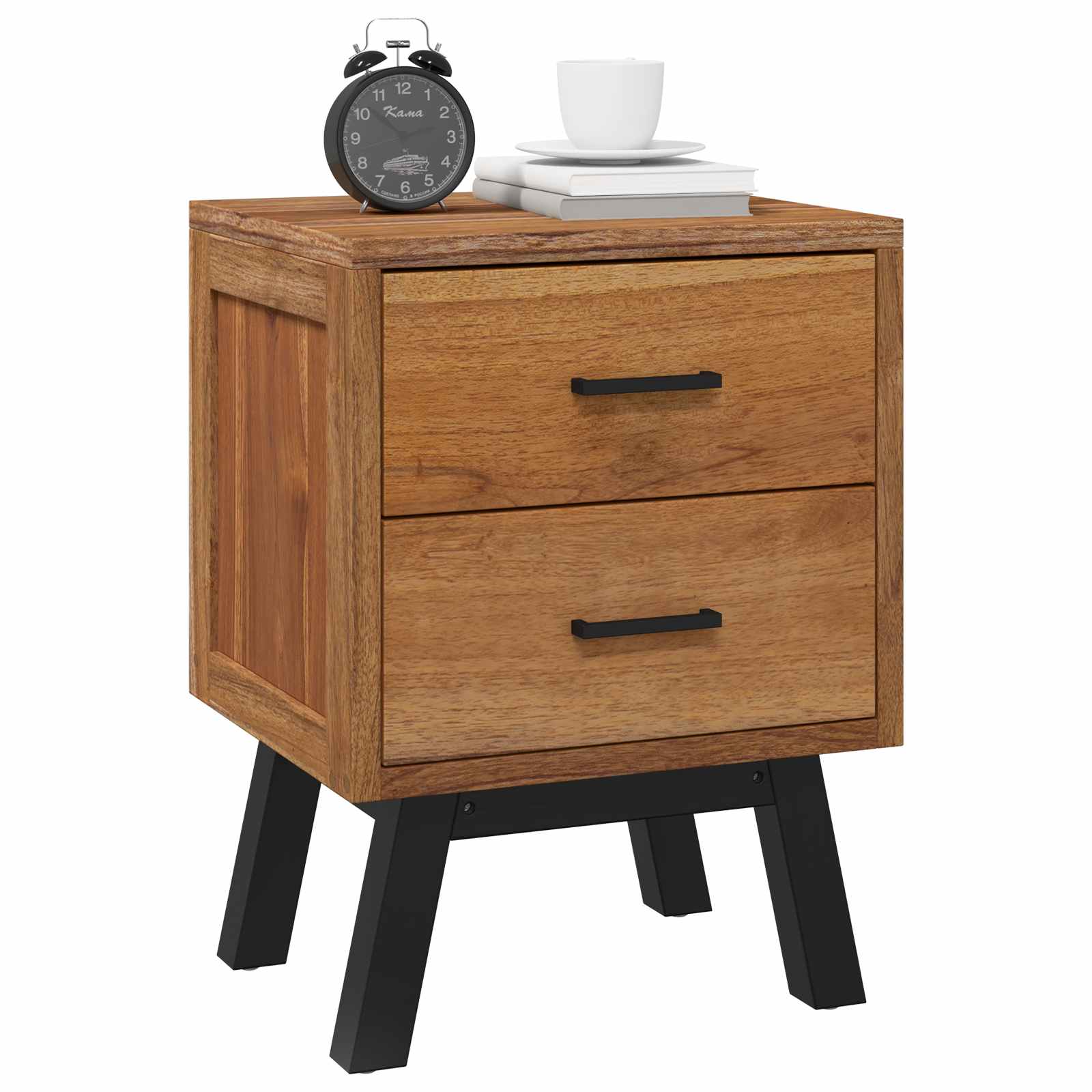 Noptiera cu sertar Maro 40 x 35 x 55 cm Lemn solid de tec — imaginea 3