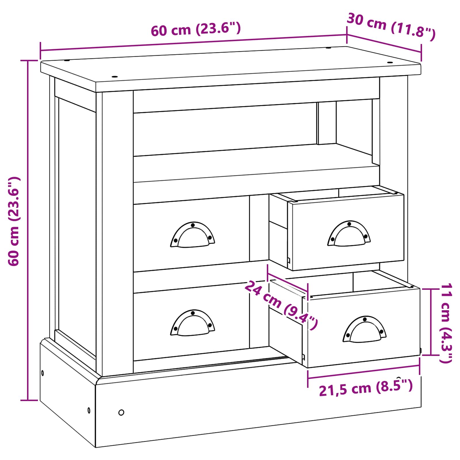 Dulap de depozitare Maro 60 x 30 x 60 cm Lemn solid de tec — imaginea 10