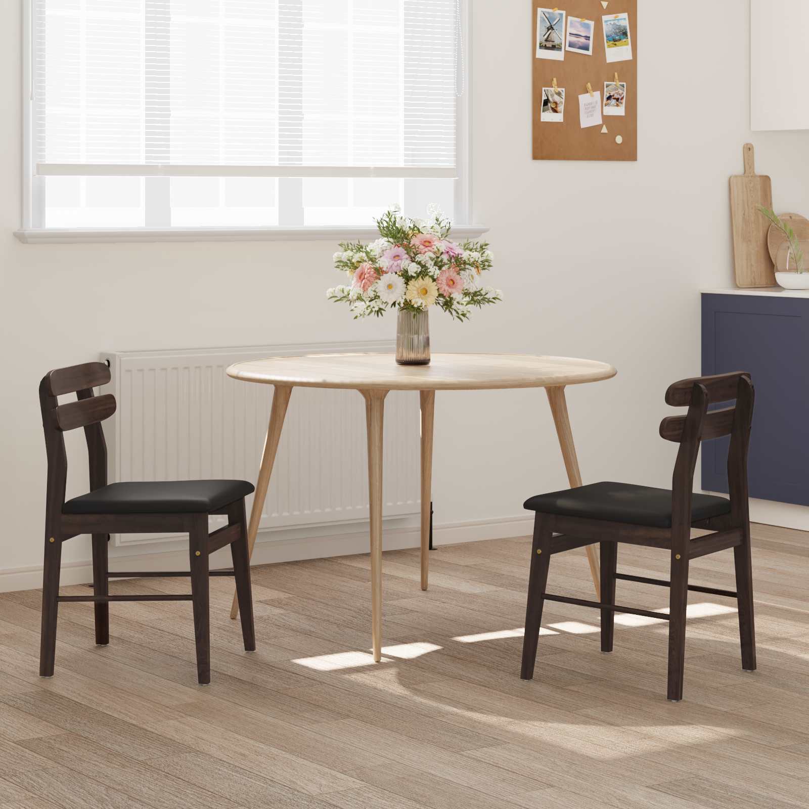 Scaun de sufragerie 2 pcs Maro deschis si negru — imaginea 3