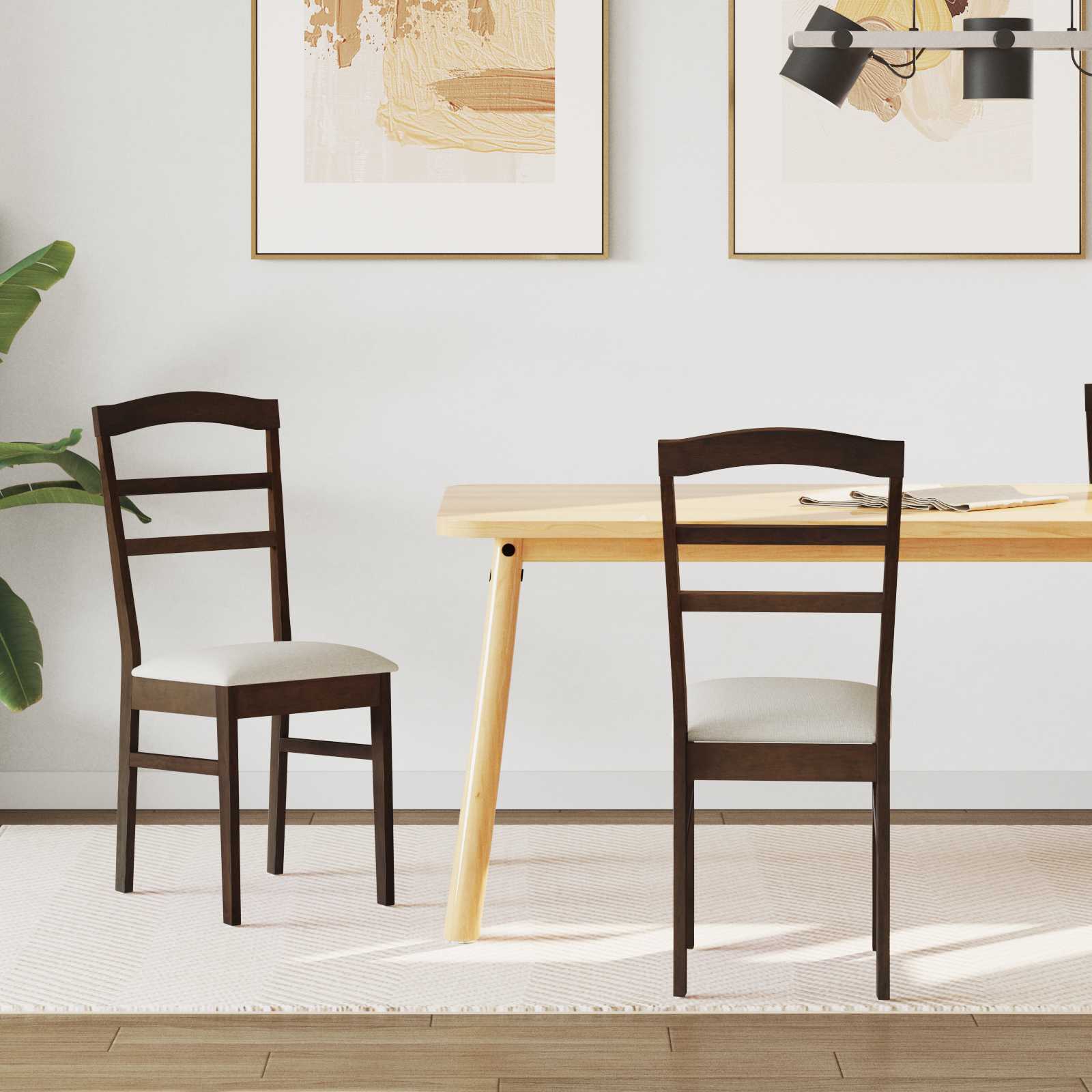 Scaun de sufragerie 2 pcs Maro deschis si deschis — imaginea 2