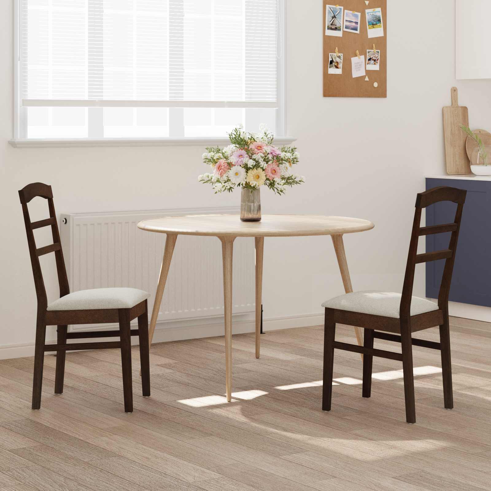Scaun de sufragerie 2 pcs Maro deschis si deschis — imaginea 3