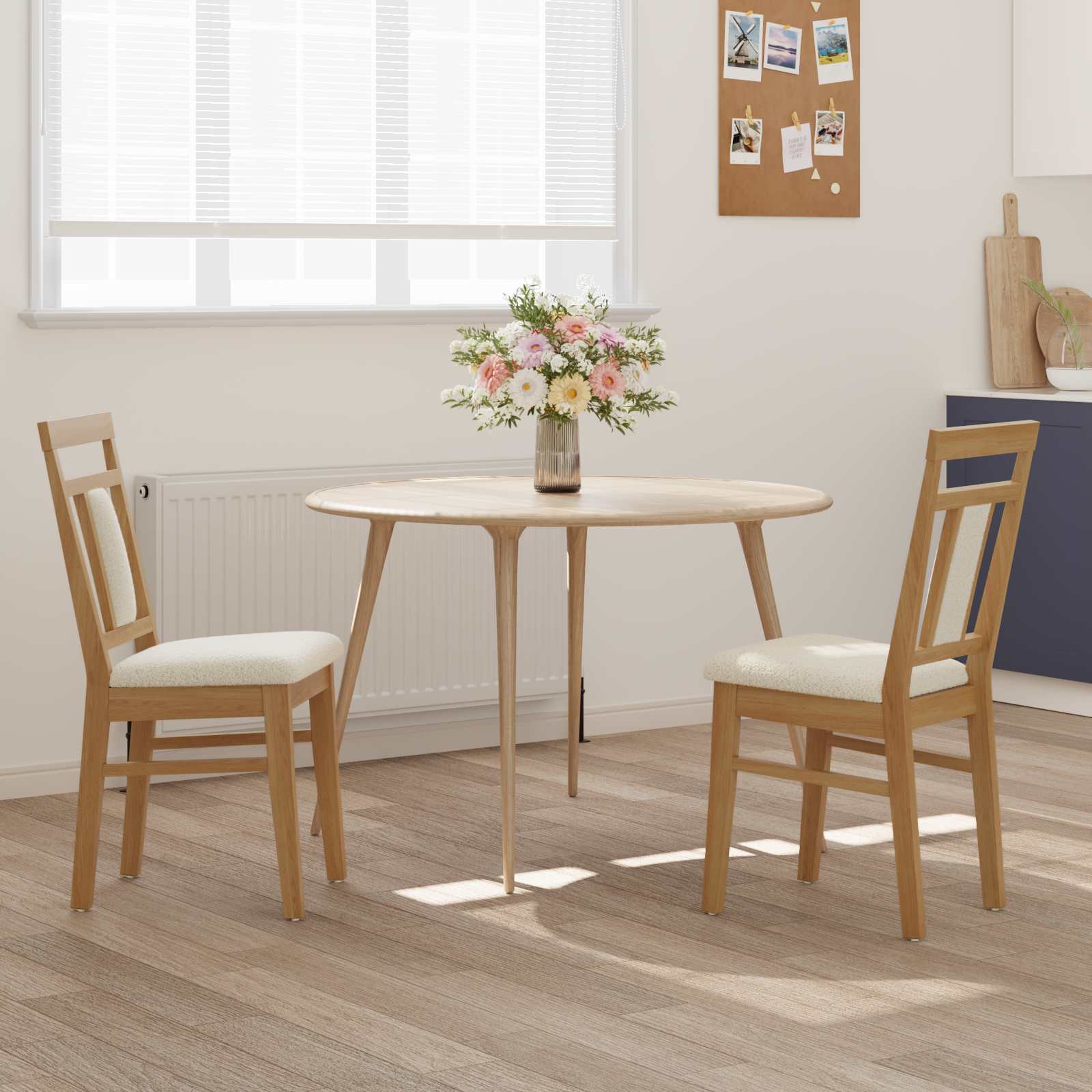 Scaun de sufragerie 2 pcs Natural si deschis — imaginea 3