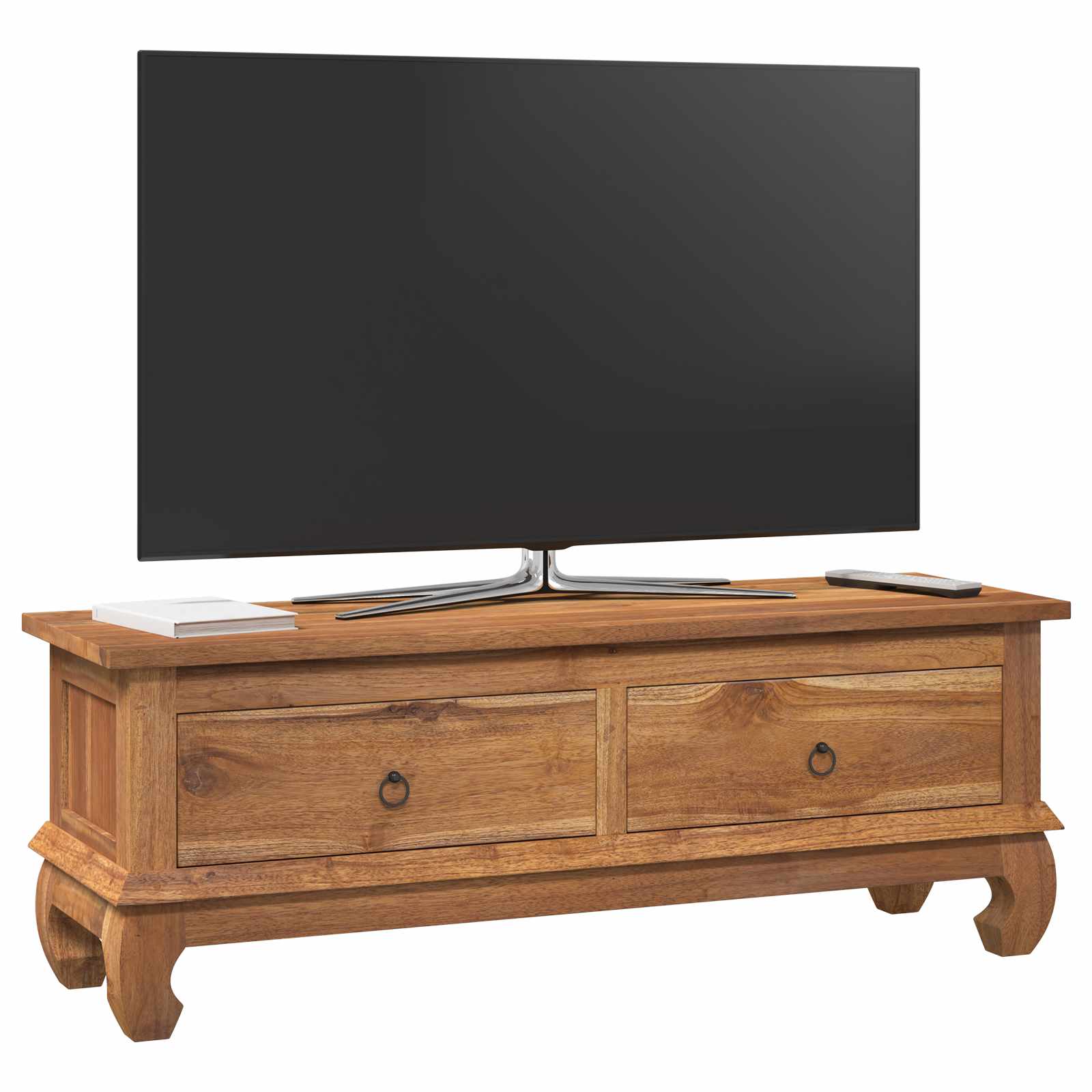 Support TV cu sertar Maro 110 x 35 x 40 cm Lemn solid de tec — imaginea 3