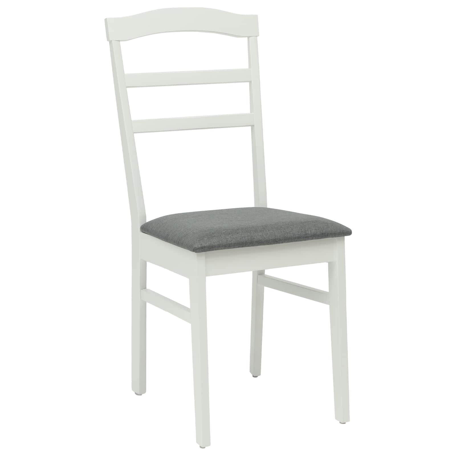 Scaun de sufragerie 2 pcs Alb si gri Lemn Solid de Cauciuc — imaginea 4