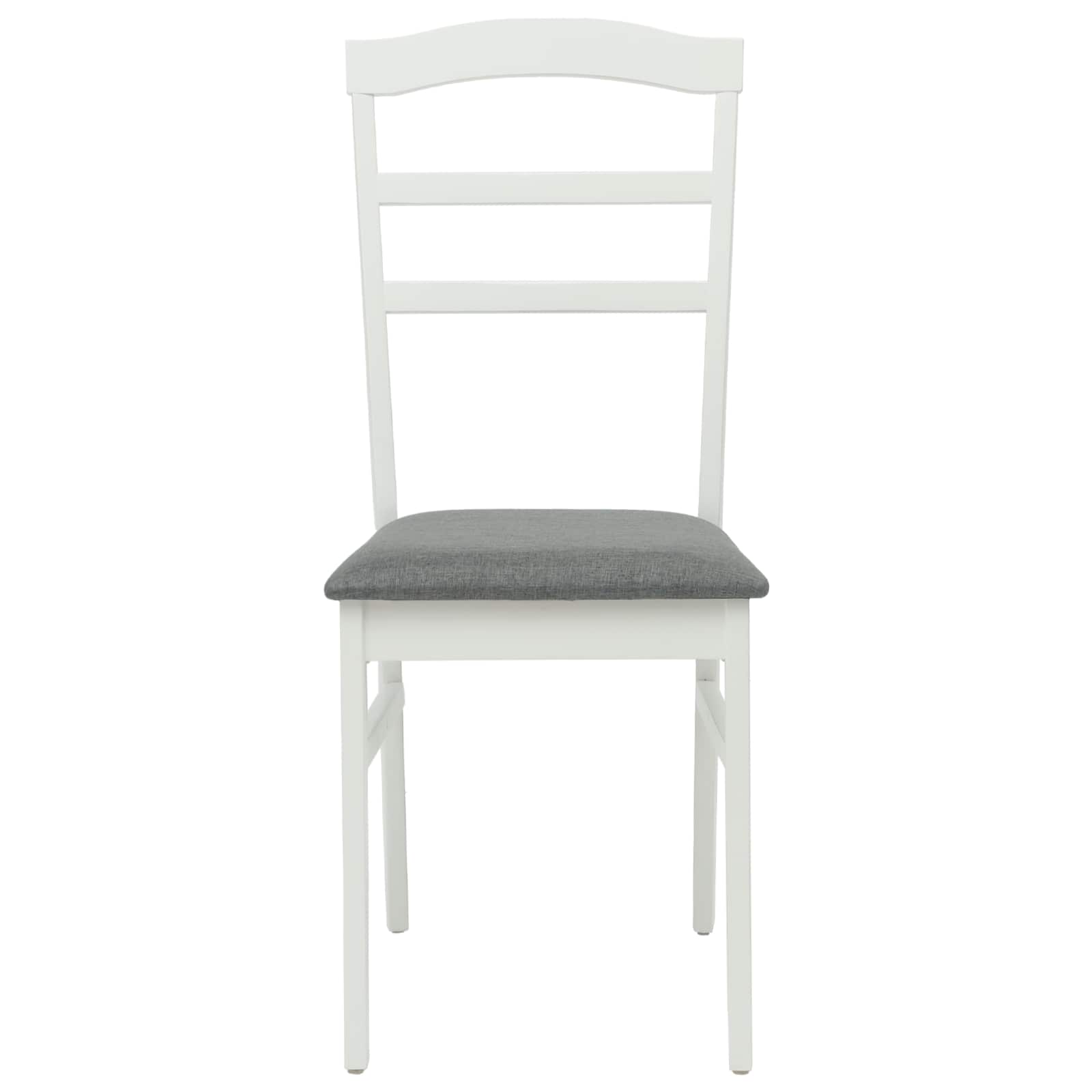 Scaun de sufragerie 2 pcs Alb si gri Lemn Solid de Cauciuc — imaginea 5