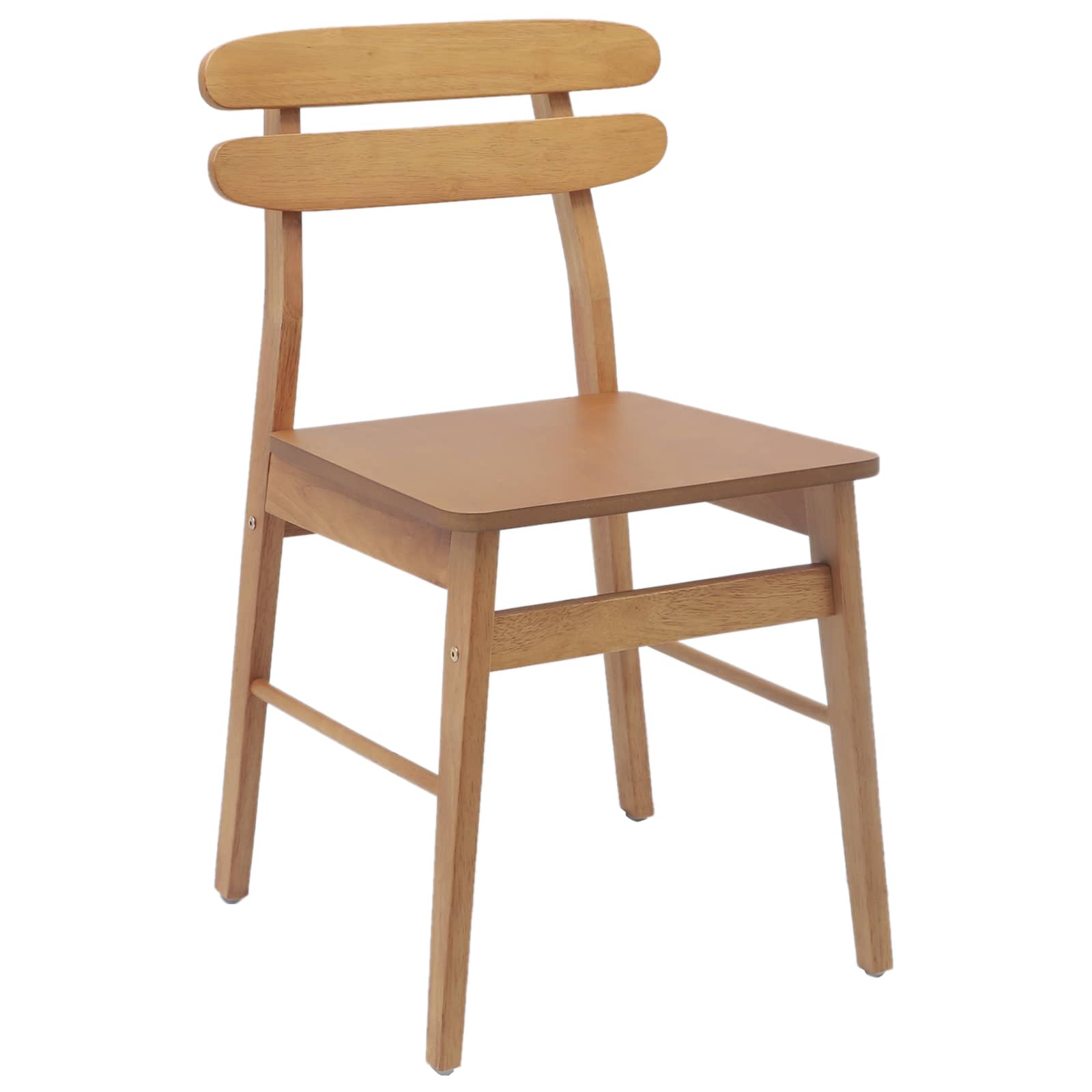 Scaun de sufragerie 2 pcs natural Lemn Solid de Cauciuc — imaginea 4