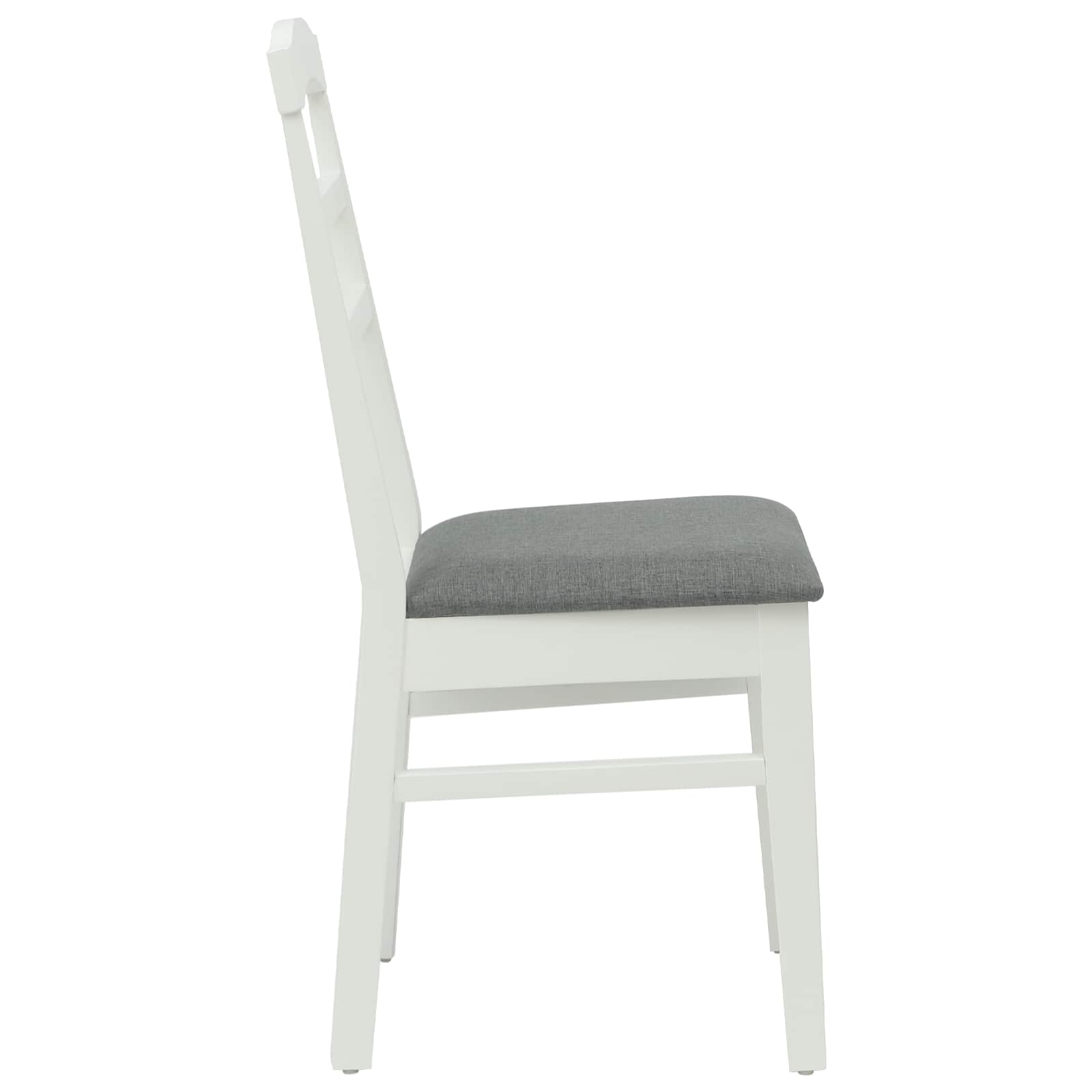 Scaun de sufragerie 2 pcs Alb si gri Lemn Solid de Cauciuc — imaginea 6