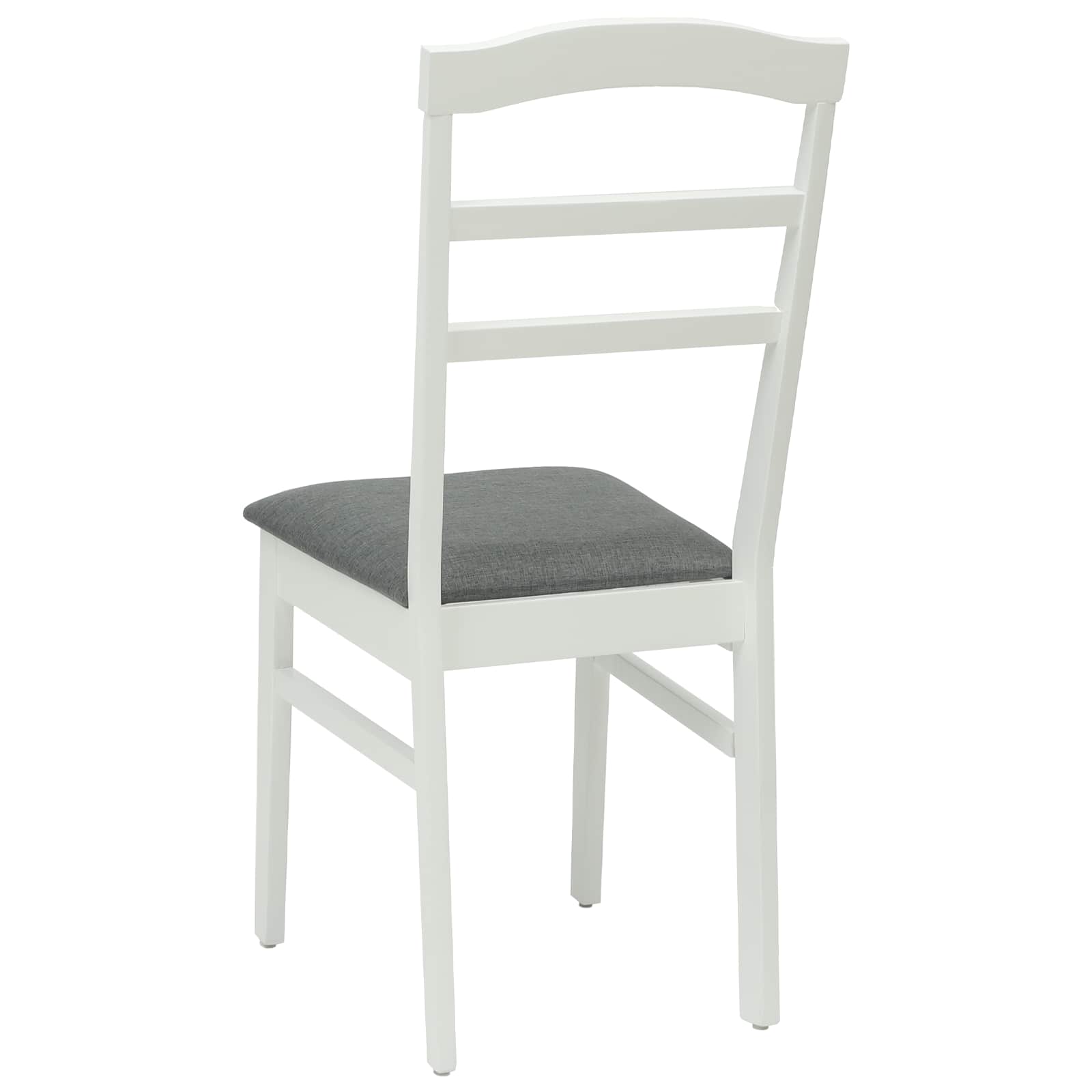 Scaun de sufragerie 2 pcs Alb si gri Lemn Solid de Cauciuc — imaginea 7