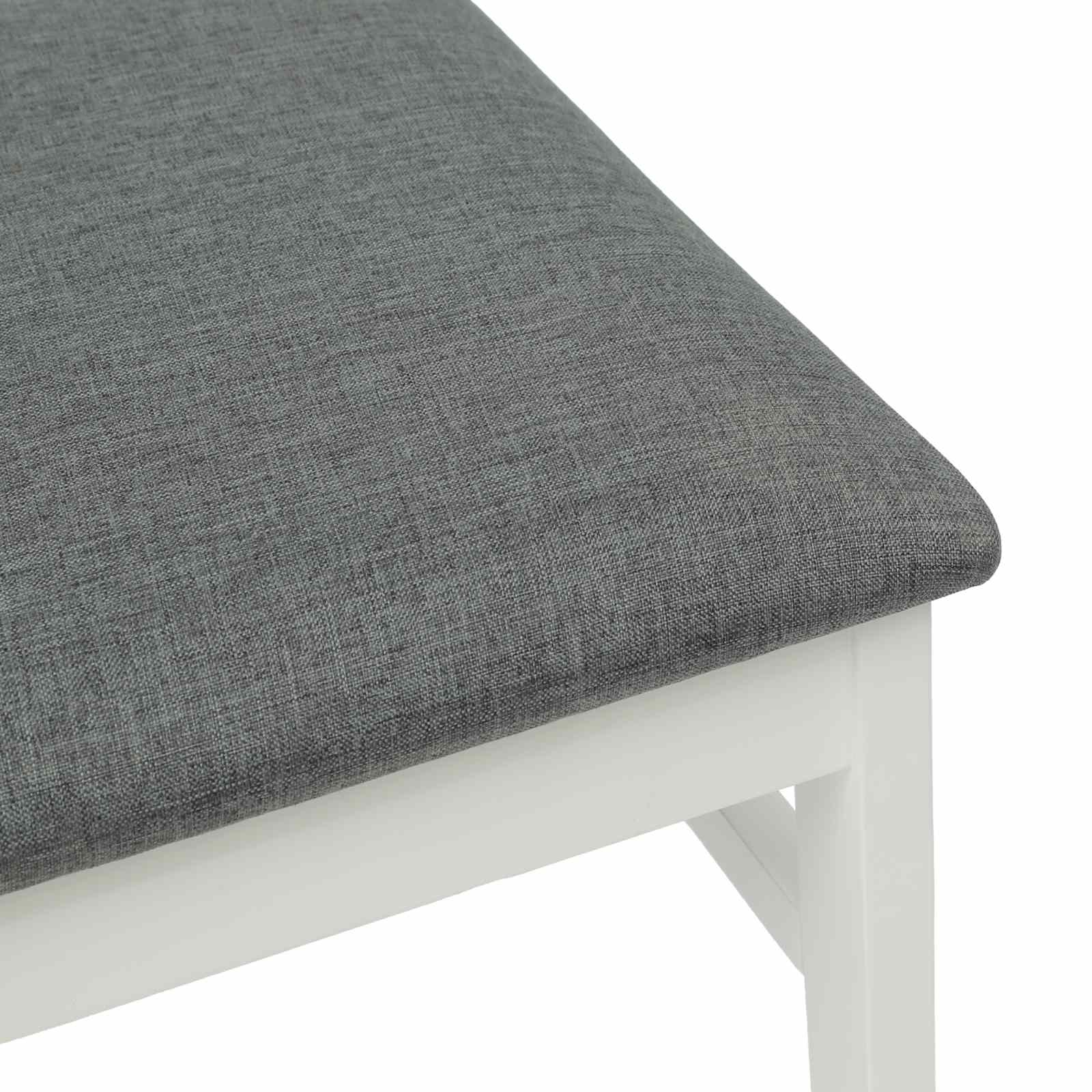 Scaun de sufragerie 2 pcs Alb si gri Lemn Solid de Cauciuc — imaginea 8