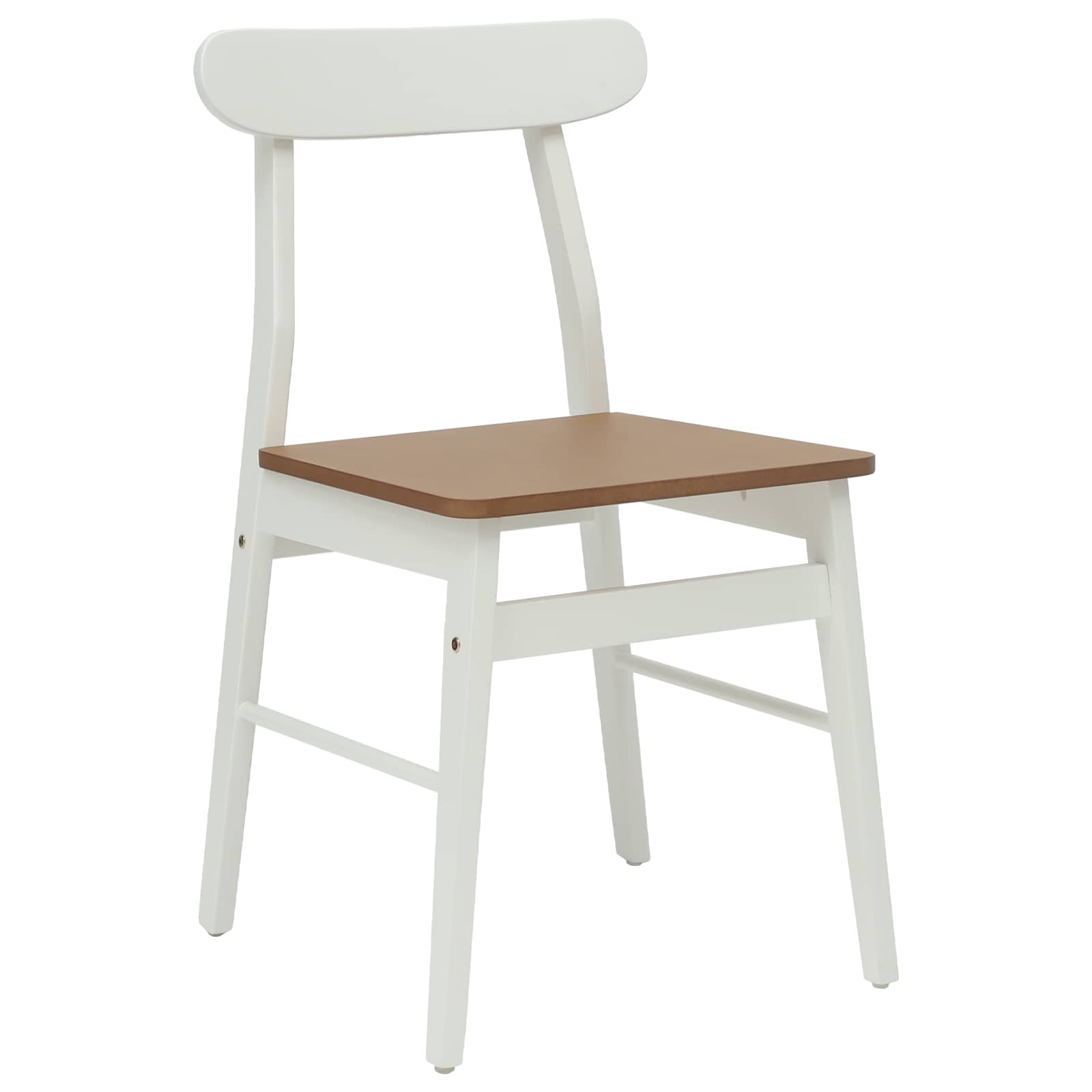 Scaun de sufragerie 2 pcs Alb si Natural Lemn Solid de Cauciuc — imaginea 4