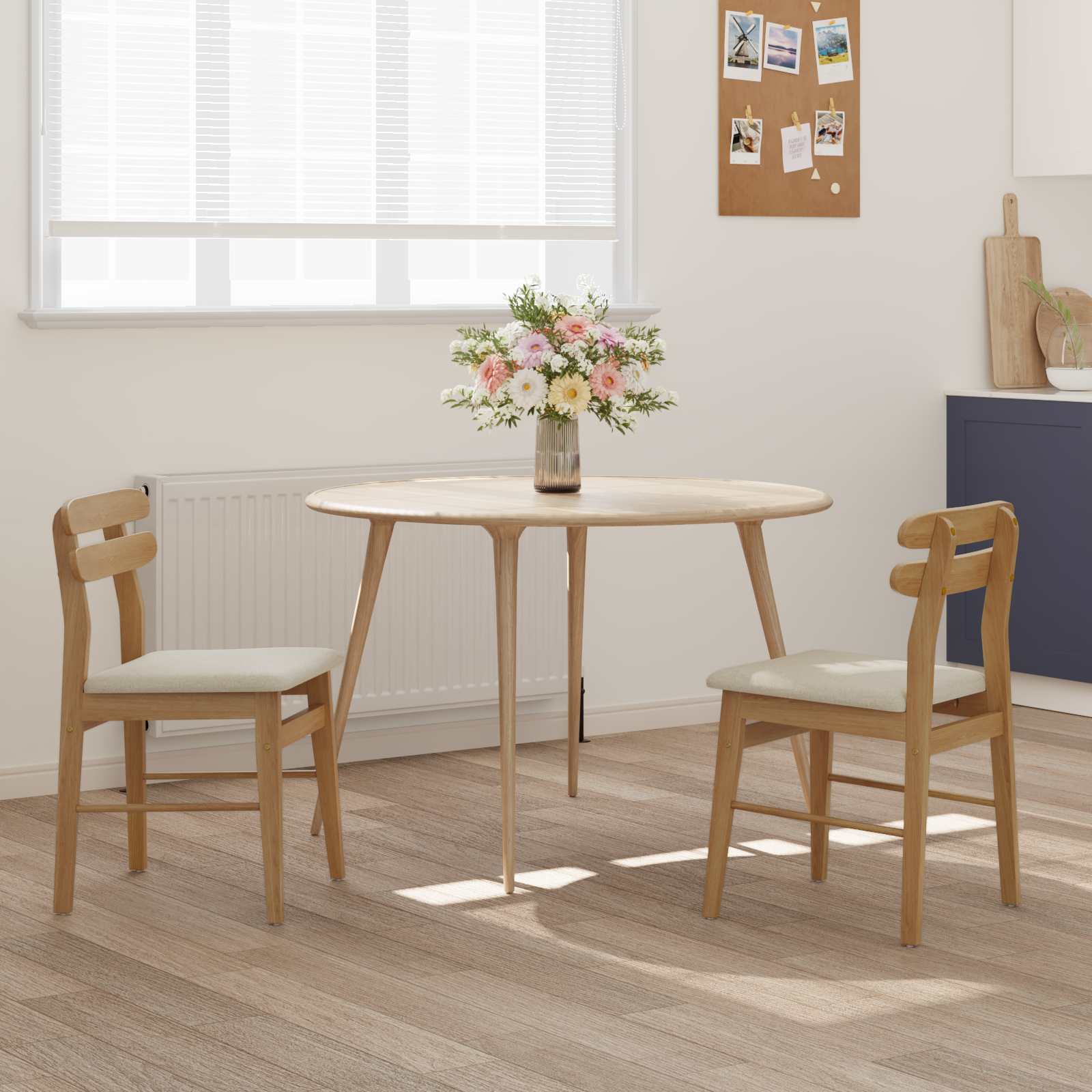 Scaun de sufragerie 2 pcs Natural si deschis — imaginea 3
