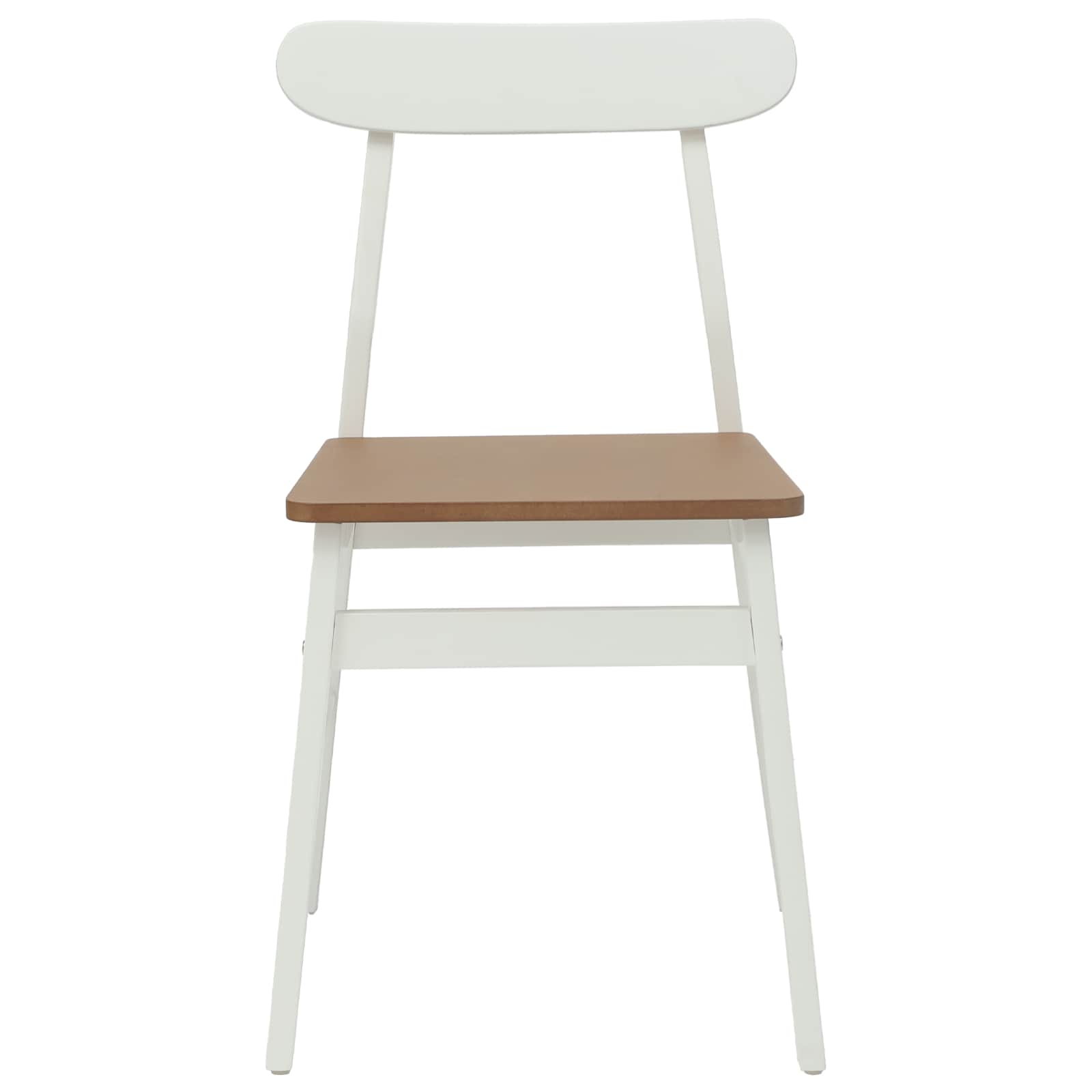 Scaun de sufragerie 2 pcs Alb si Natural Lemn Solid de Cauciuc — imaginea 5