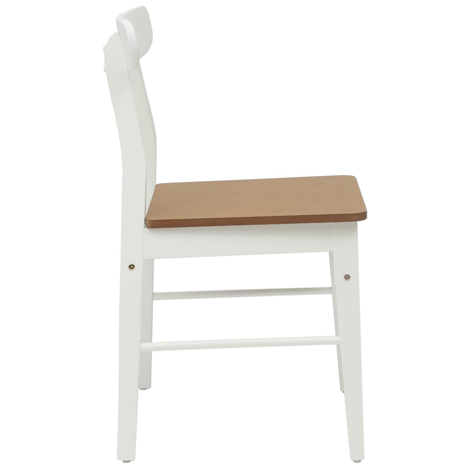 Scaun de sufragerie 2 pcs Alb si Natural Lemn Solid de Cauciuc — imaginea 6