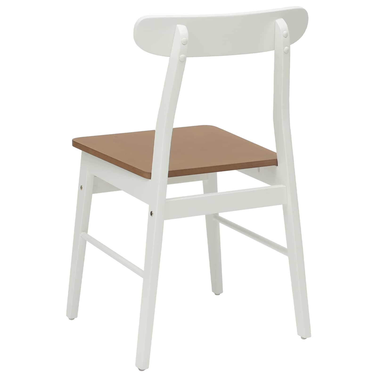 Scaun de sufragerie 2 pcs Alb si Natural Lemn Solid de Cauciuc — imaginea 7