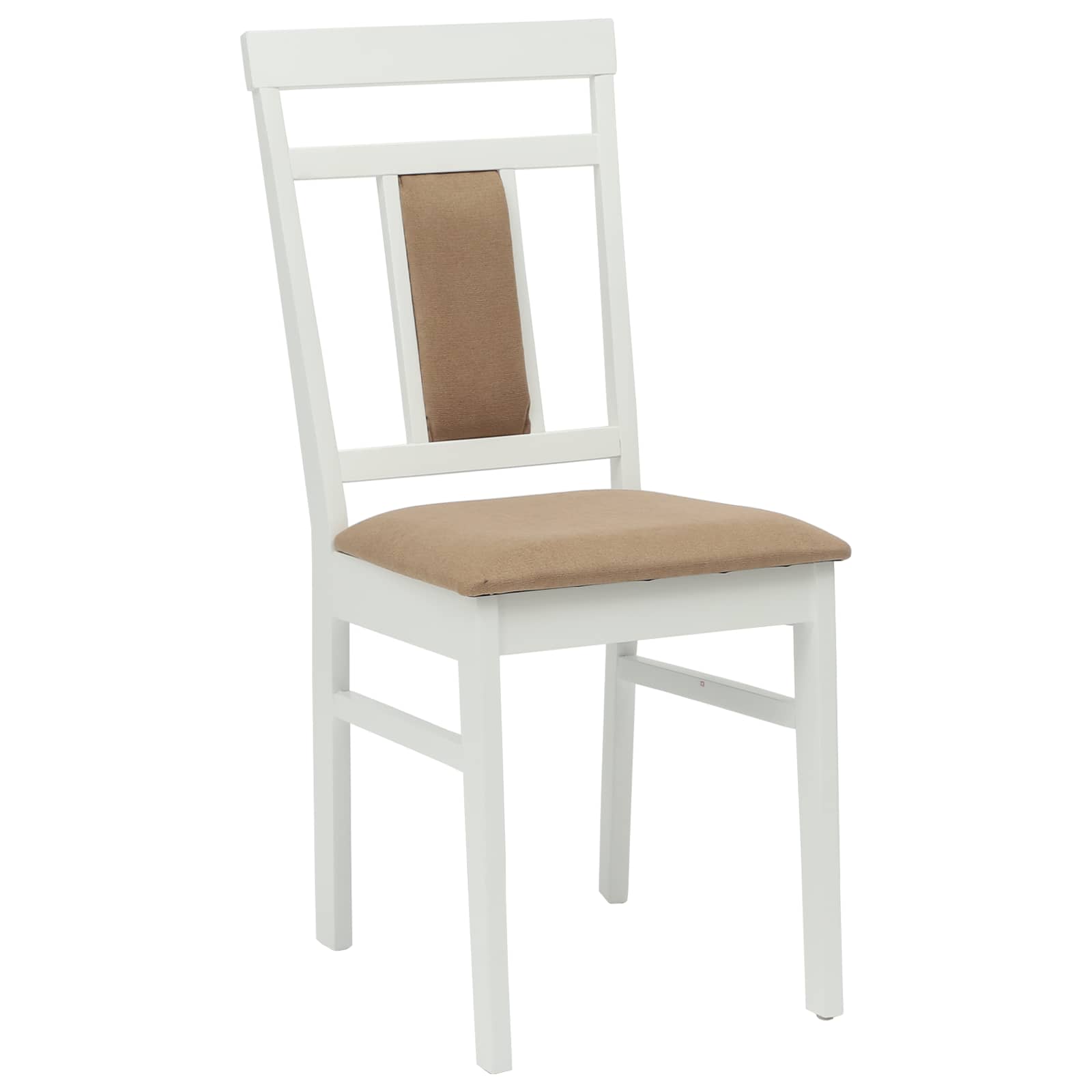 Scaun de sufragerie 2 pcs Alb si maro Lemn Solid de Cauciuc — imaginea 4
