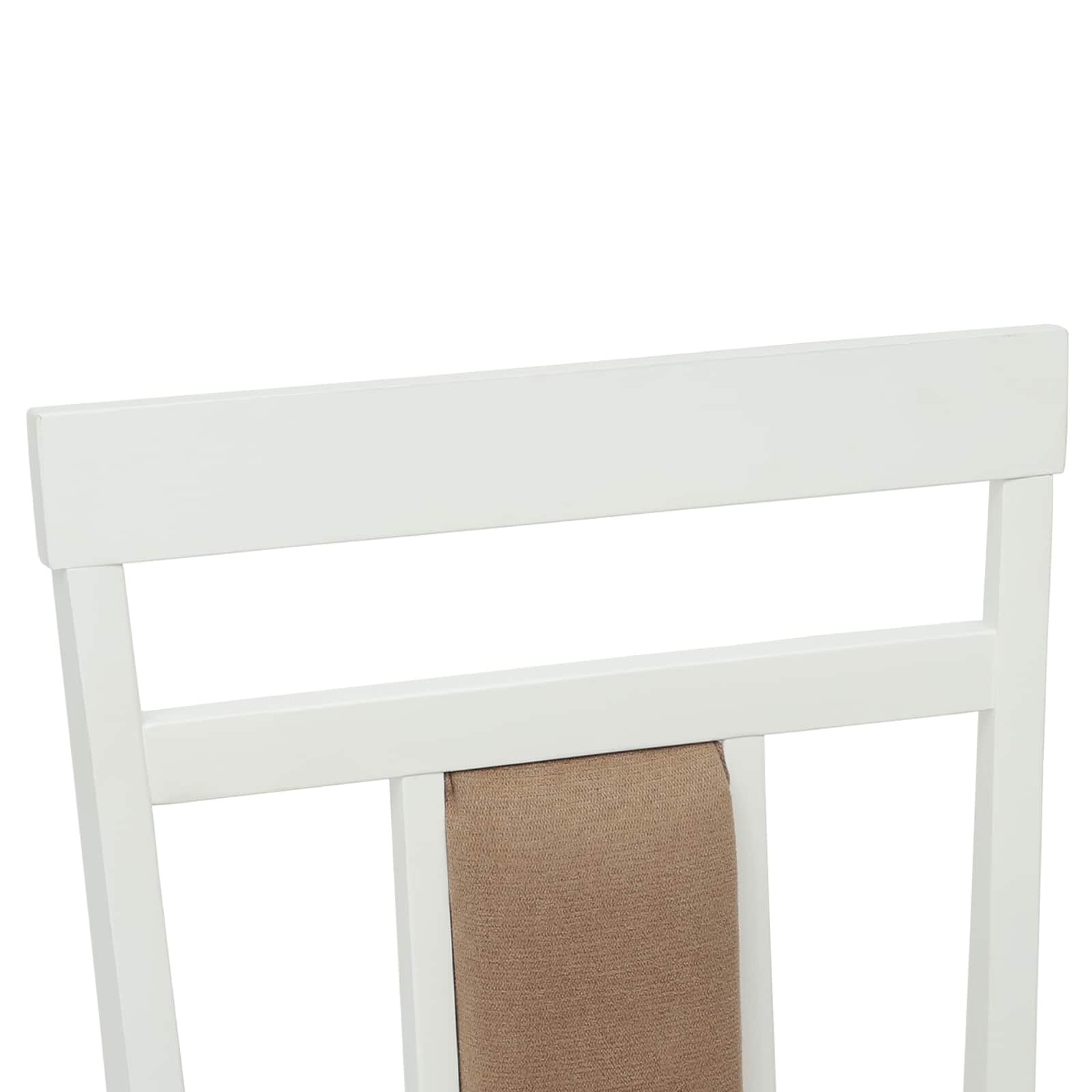 Scaun de sufragerie 2 pcs Alb si maro Lemn Solid de Cauciuc — imaginea 9