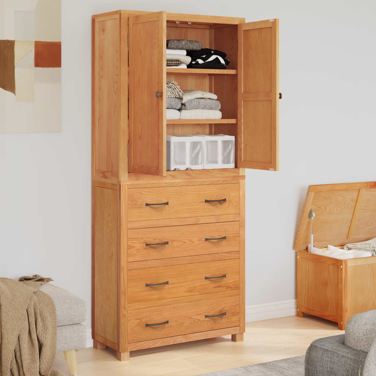Set de Mobilier pentru Depozitare cu sertar Maro Lemn compozit — imaginea 4