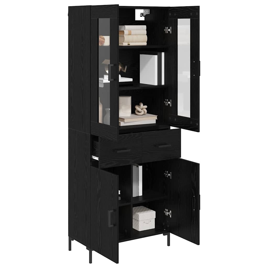 Bufet 2 pcs Stejar Negru 69,5 x 34 x 180 cm Lemn compozit — imaginea 4