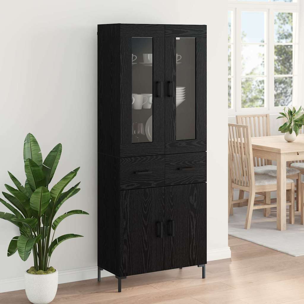 Bufet 2 pcs Stejar Negru 69,5 x 34 x 180 cm Lemn compozit — imaginea 5