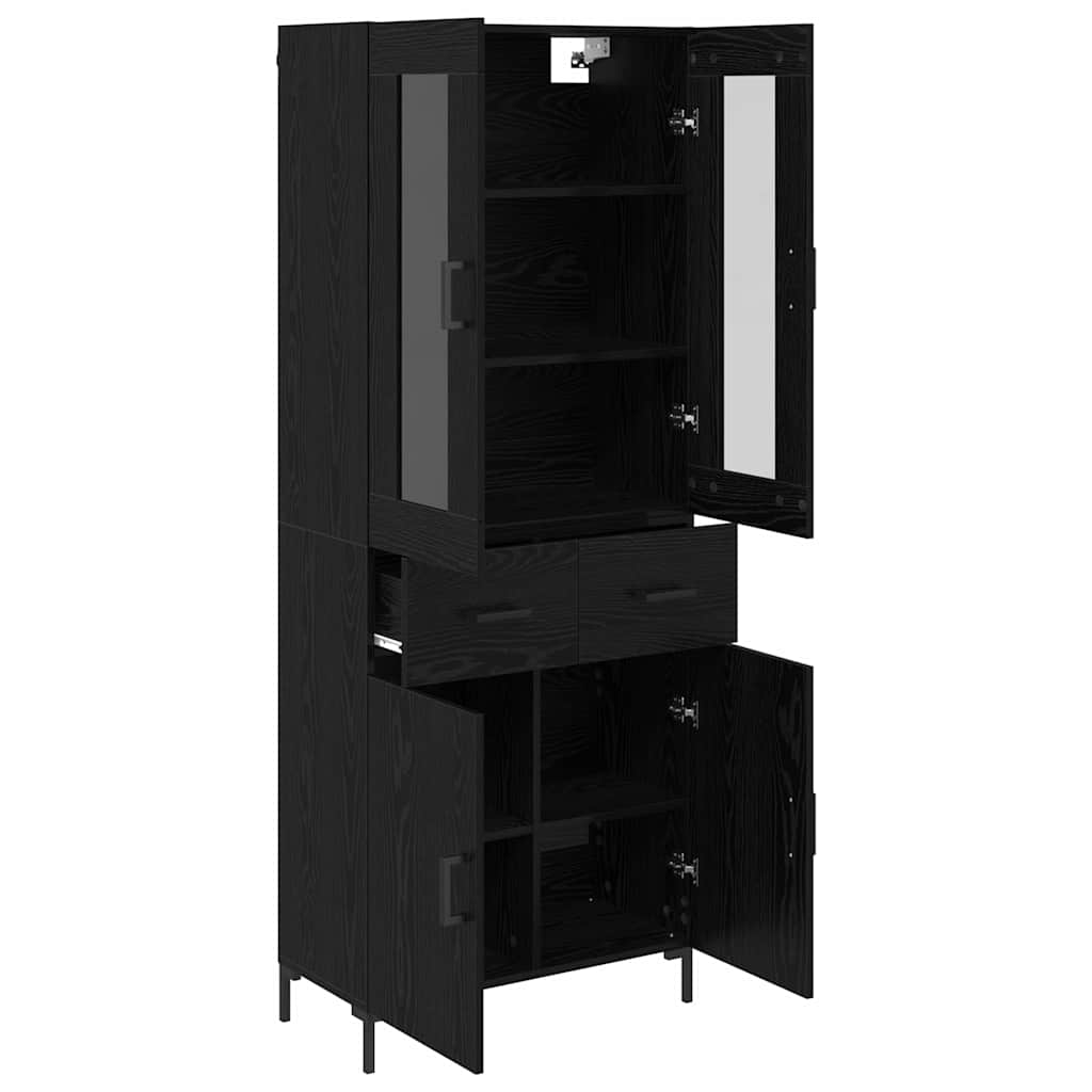 Bufet 2 pcs Stejar Negru 69,5 x 34 x 180 cm Lemn compozit — imaginea 6