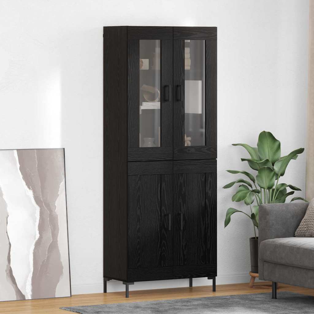 Bufet 2 pcs Stejar Negru 69,5 x 34 x 180 cm Lemn compozit — imaginea 2