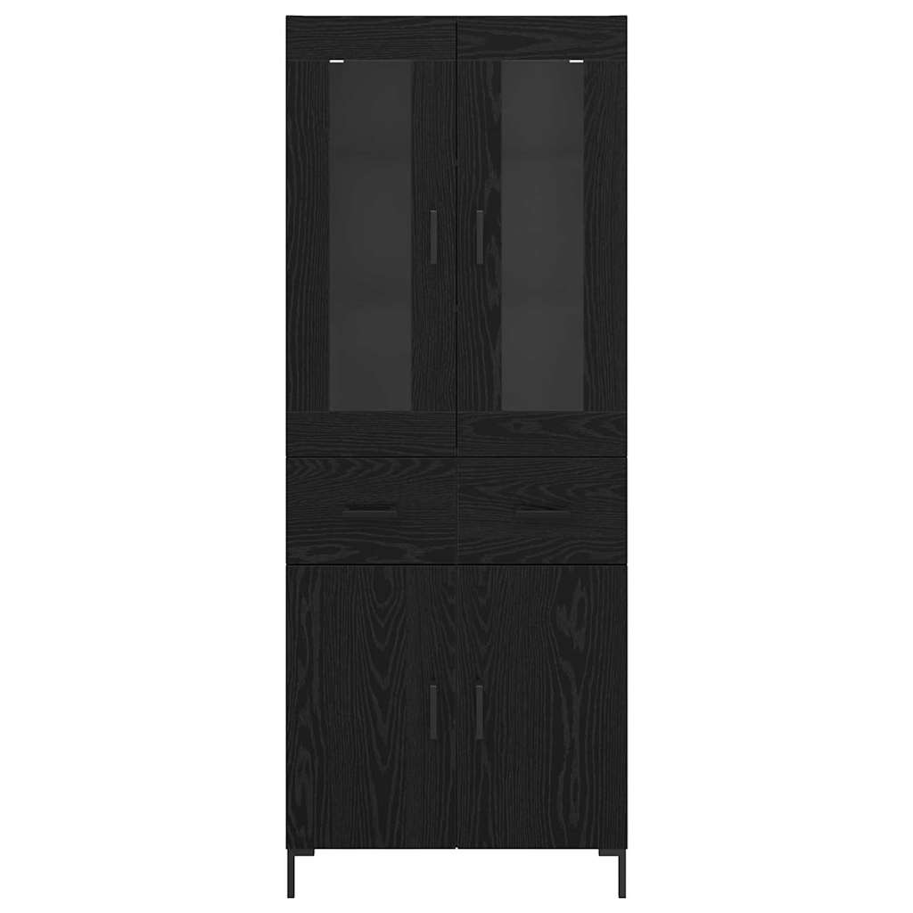 Bufet 2 pcs Stejar Negru 69,5 x 34 x 180 cm Lemn compozit — imaginea 9