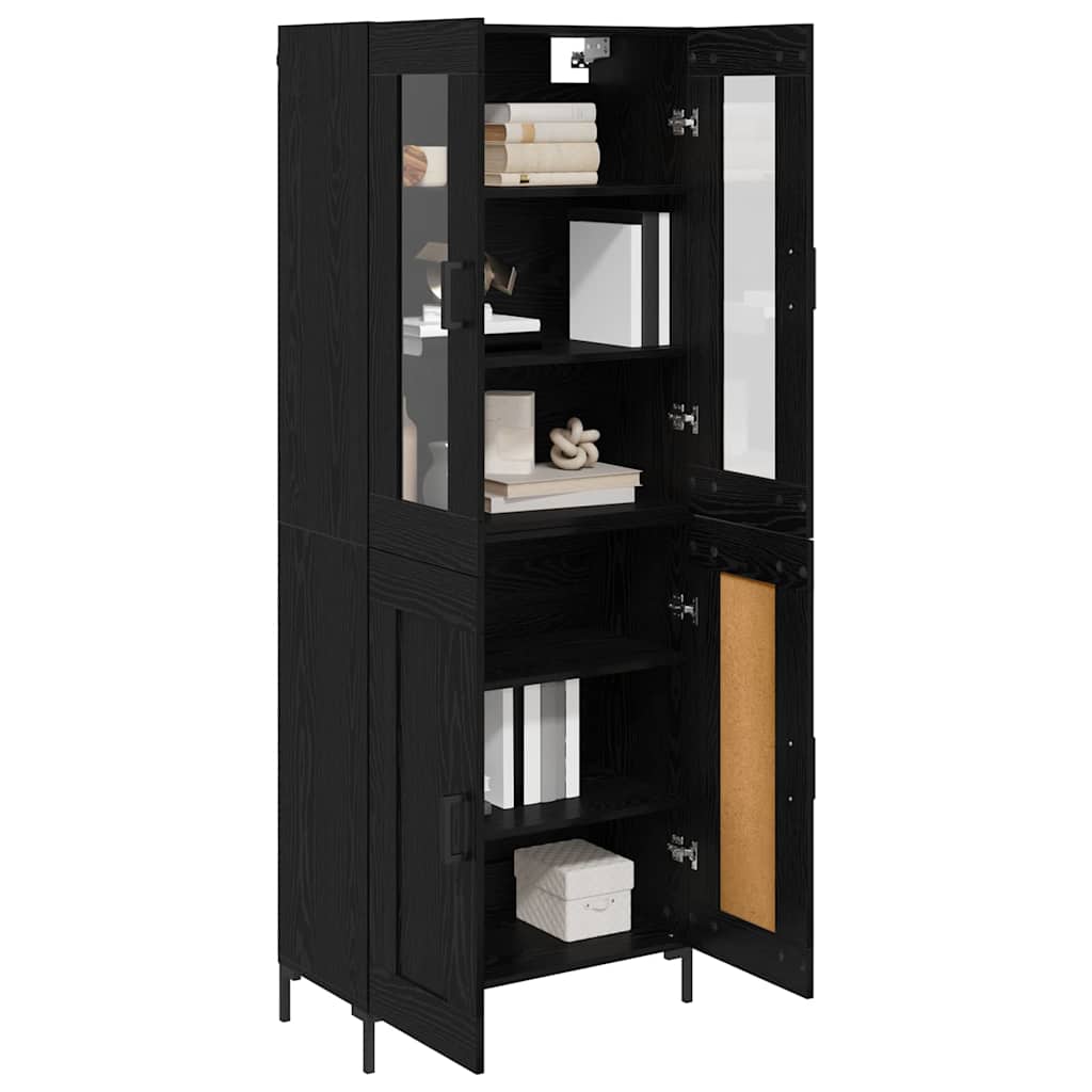 Bufet 2 pcs Stejar Negru 69,5 x 34 x 180 cm Lemn compozit — imaginea 4