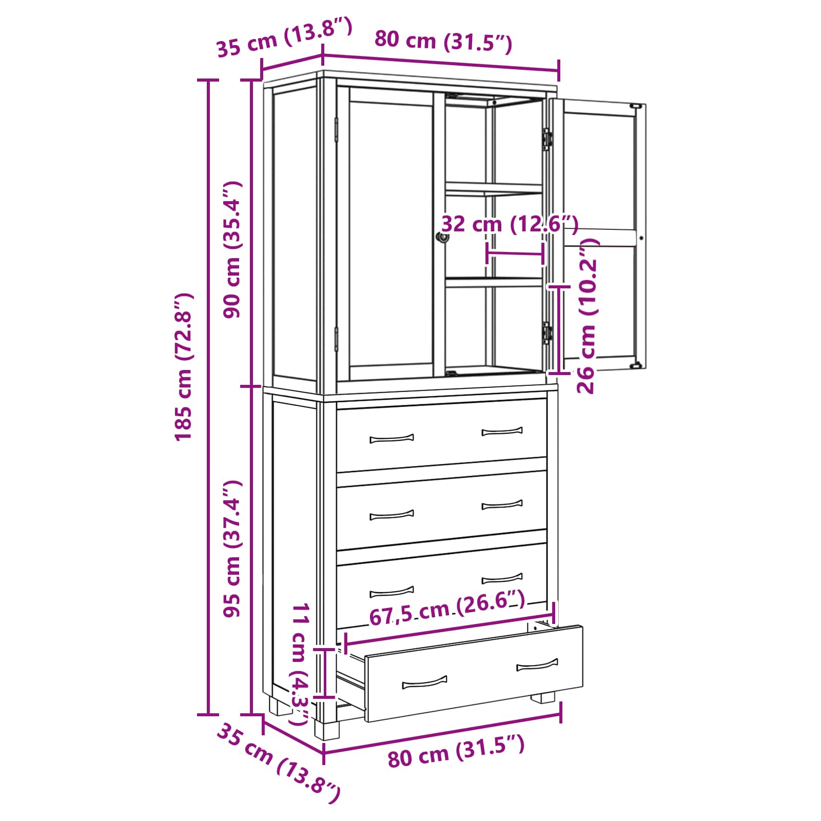 Set de Mobilier pentru Depozitare cu sertar Maro Lemn compozit — imaginea 11