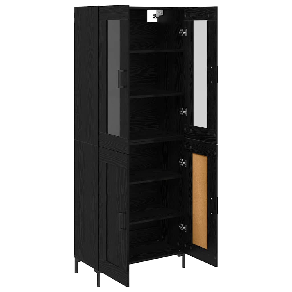 Bufet 2 pcs Stejar Negru 69,5 x 34 x 180 cm Lemn compozit — imaginea 6