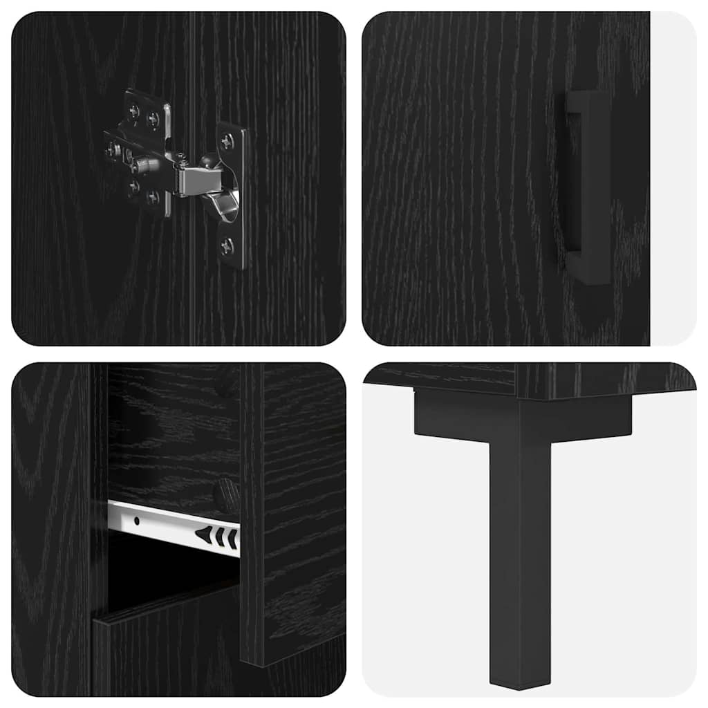 Bufet 2 pcs Stejar Negru 69,5 x 34 x 180 cm Lemn compozit — imaginea 12
