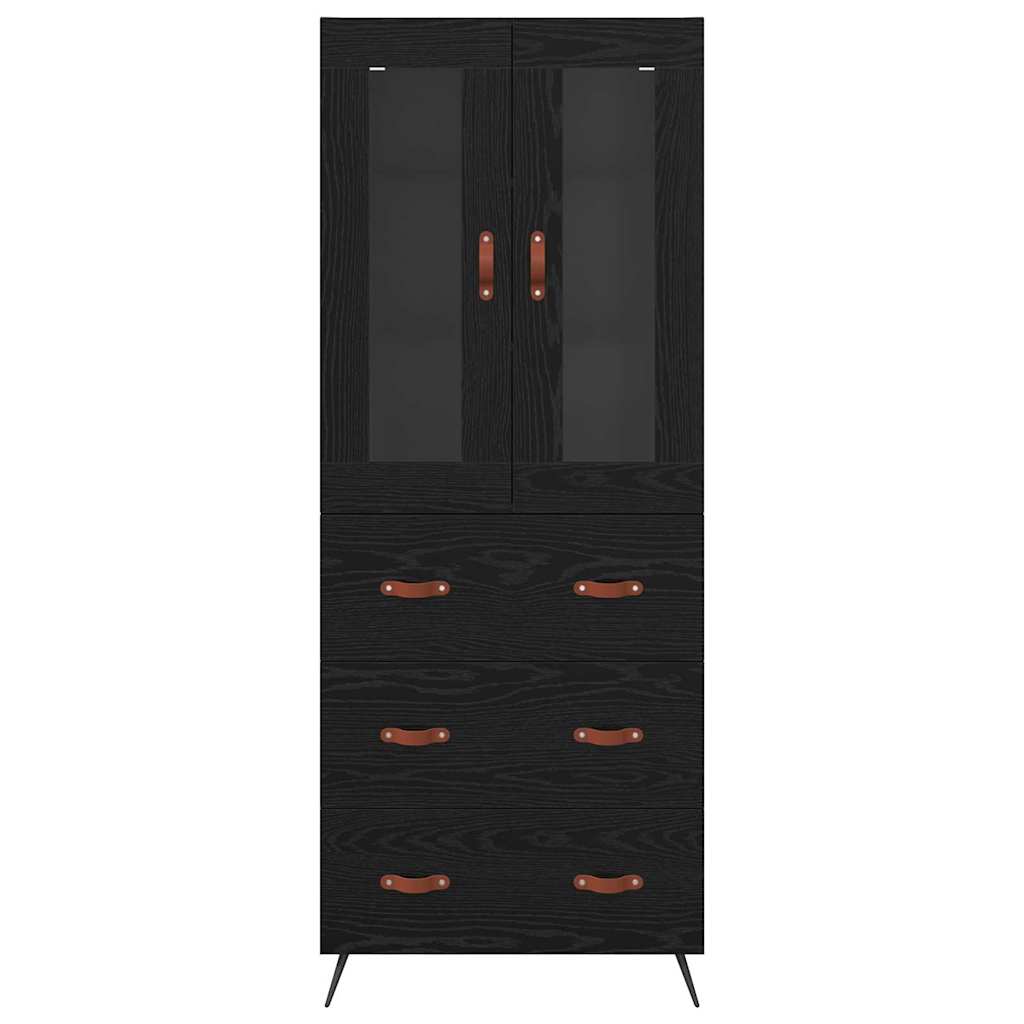 Cabinet Highboard Pe perete 2 pcs Stejar Negru Lemn compozit — imaginea 9