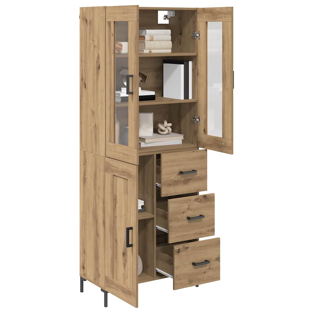 Bufet 2 pcs Stejar Artizanal 69,5 x 34 x 180 cm Lemn compozit — imaginea 4