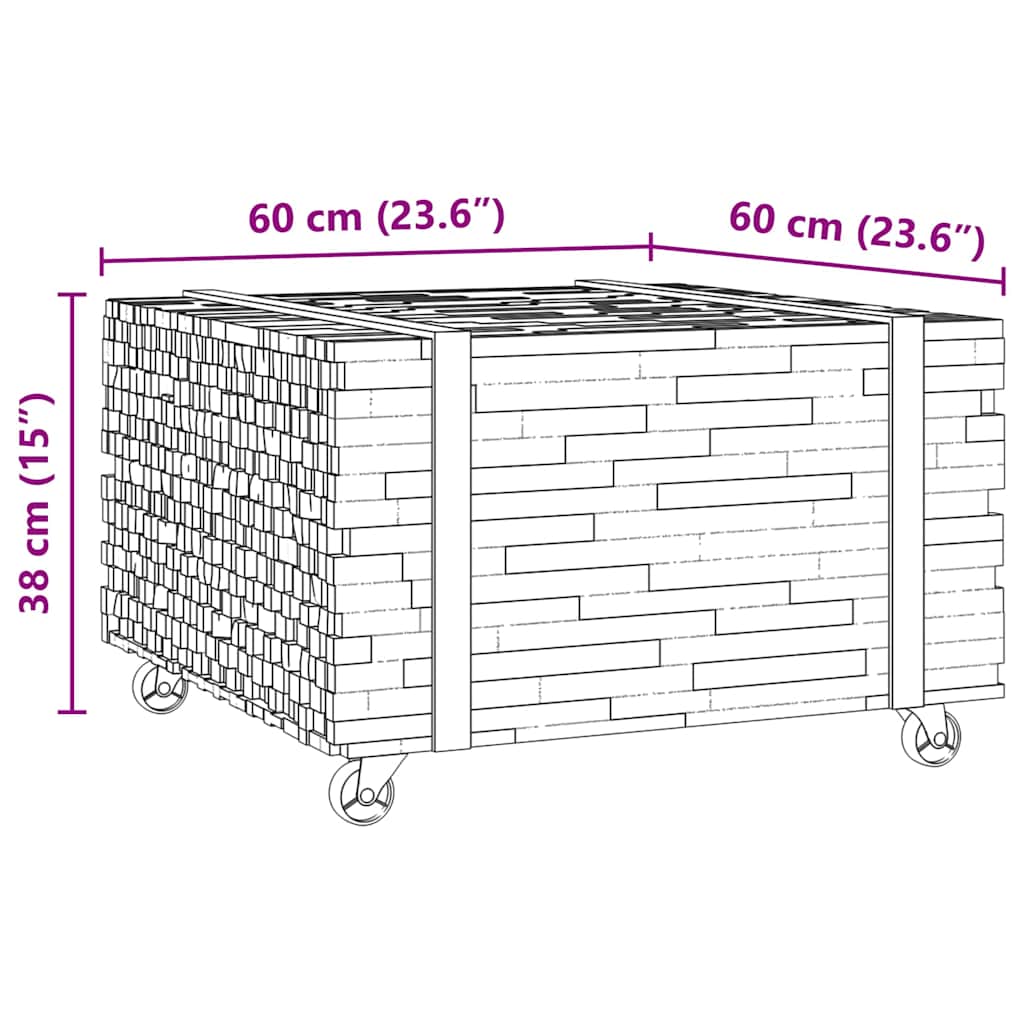 Masa de cafea Maro 60 x 60 x 38 cm Lemn solid de tec — imaginea 8