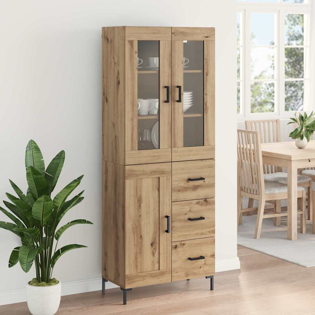 Bufet 2 pcs Stejar Artizanal 69,5 x 34 x 180 cm Lemn compozit — imaginea 5