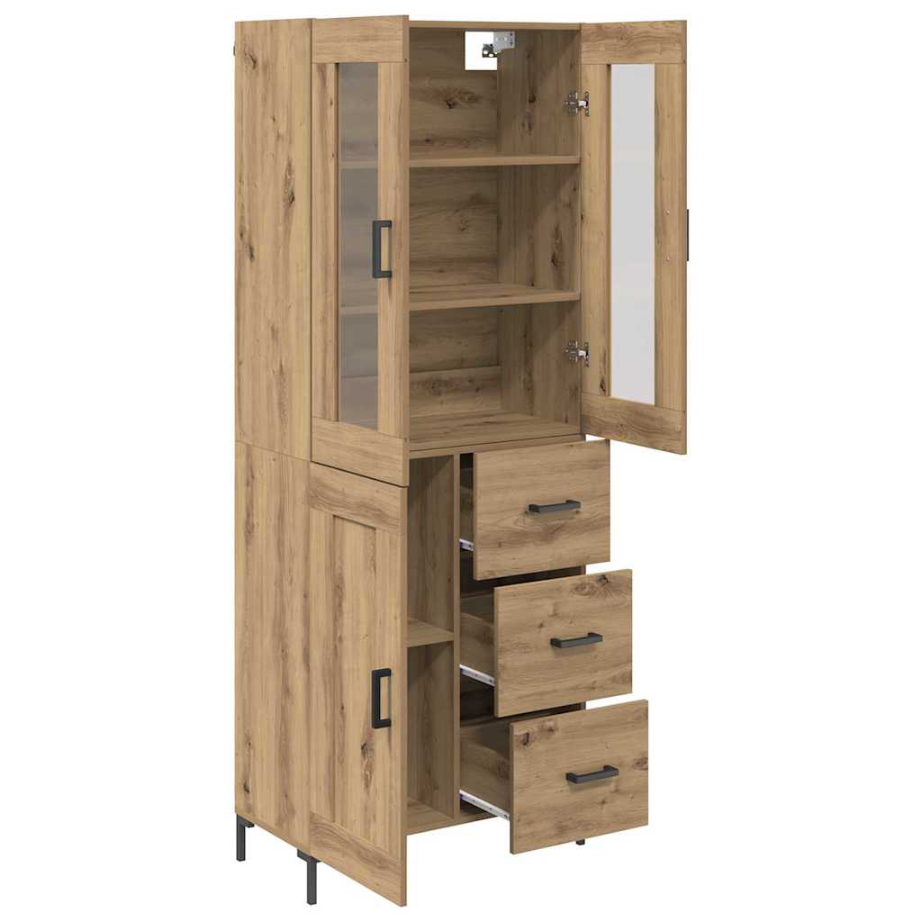 Bufet 2 pcs Stejar Artizanal 69,5 x 34 x 180 cm Lemn compozit — imaginea 6