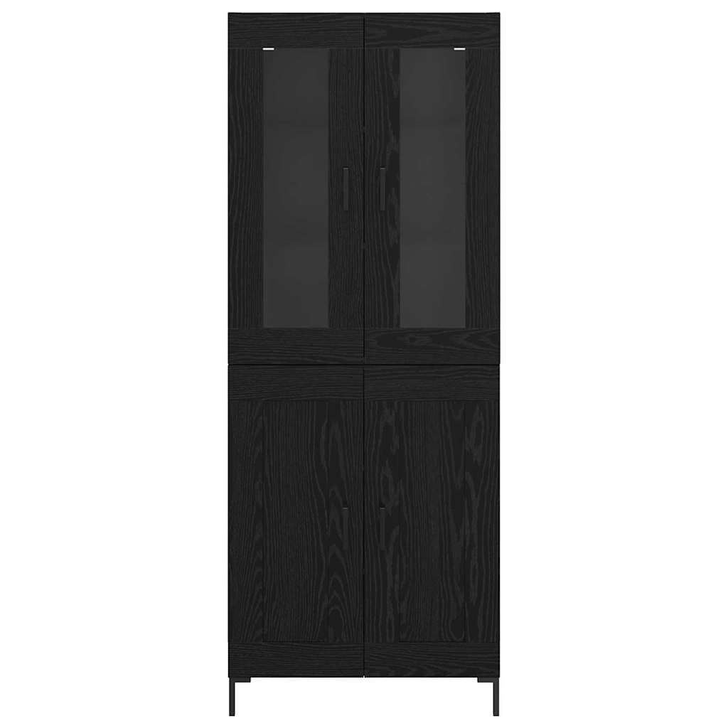 Bufet 2 pcs Stejar Negru 69,5 x 34 x 180 cm Lemn compozit — imaginea 9
