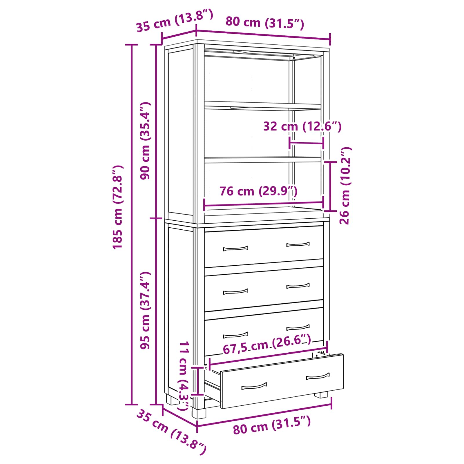 Set de Mobilier pentru Depozitare cu sertar Maro Lemn compozit — imaginea 11