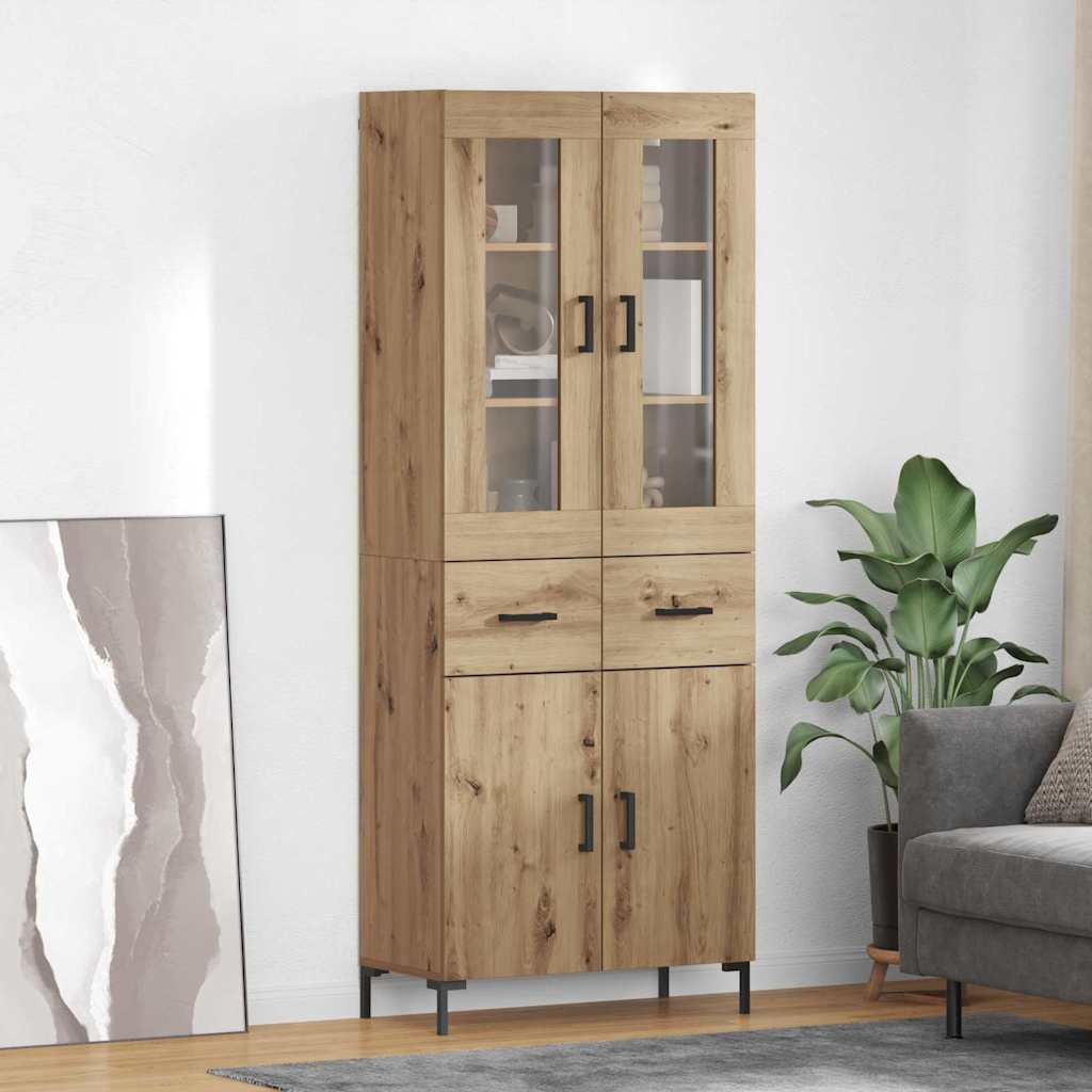 Bufet 2 pcs Stejar Artizanal 69,5 x 34 x 180 cm Lemn compozit — imaginea 2