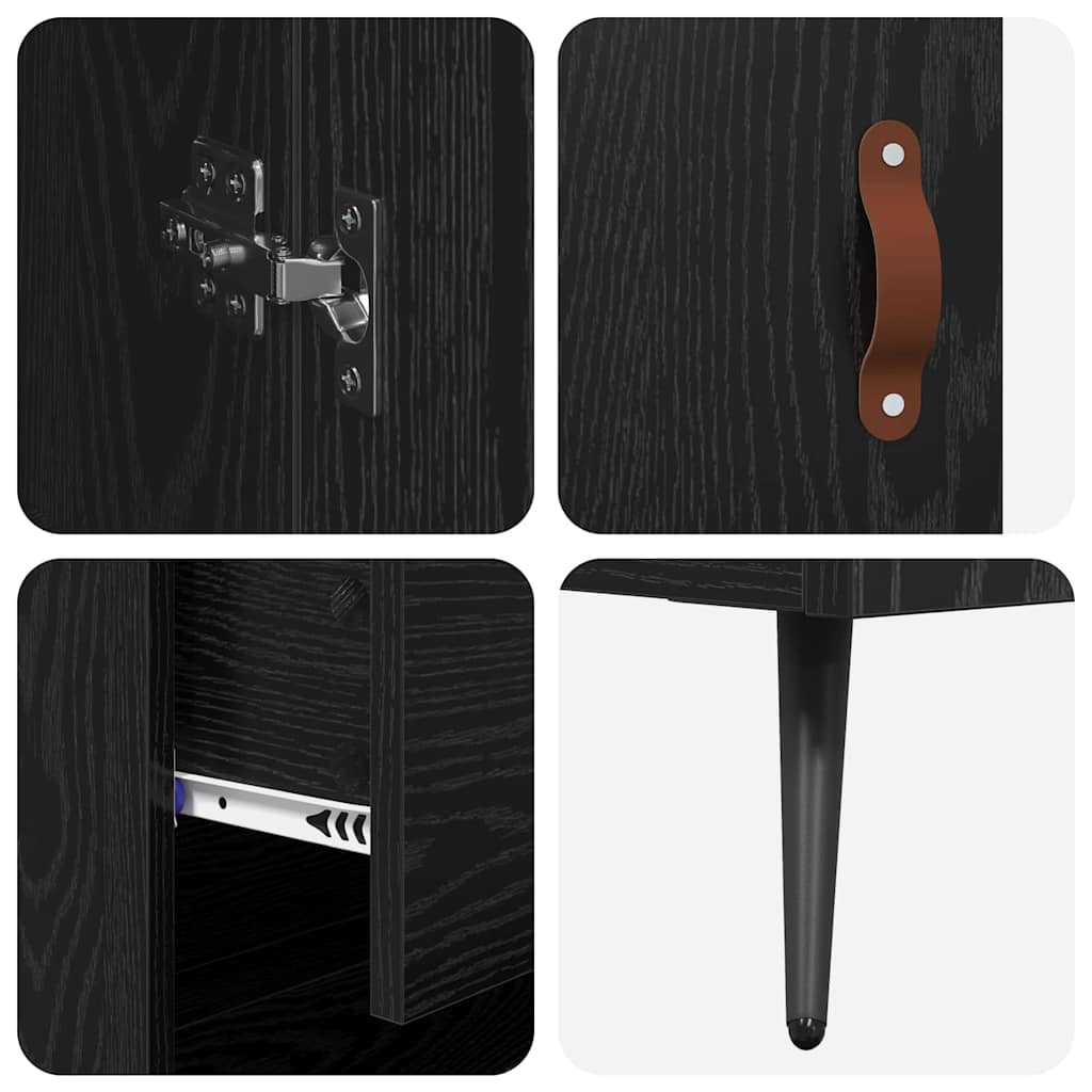 Cabinet Highboard Pe perete 2 pcs Stejar Negru Lemn compozit — imaginea 12