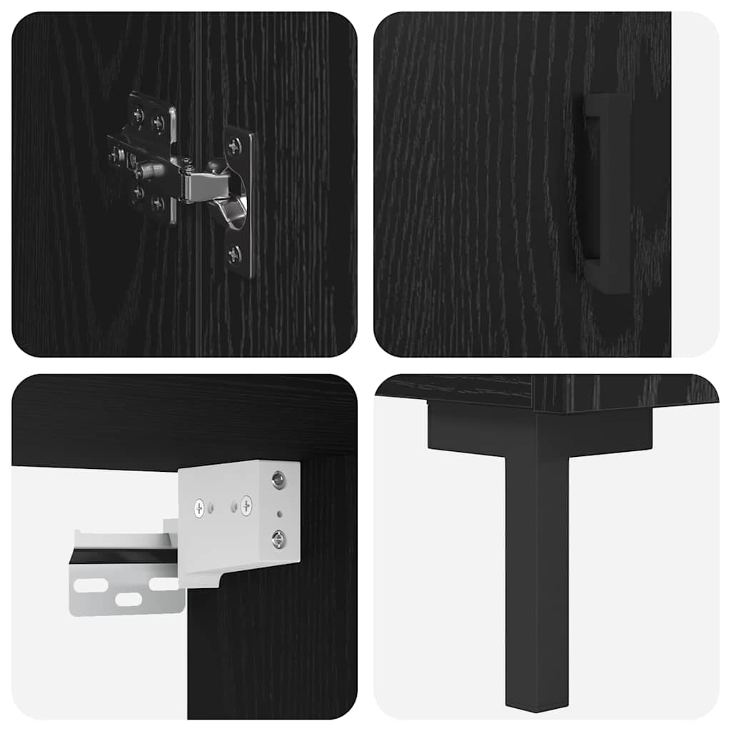 Bufet 2 pcs Stejar Negru 69,5 x 34 x 180 cm Lemn compozit — imaginea 12