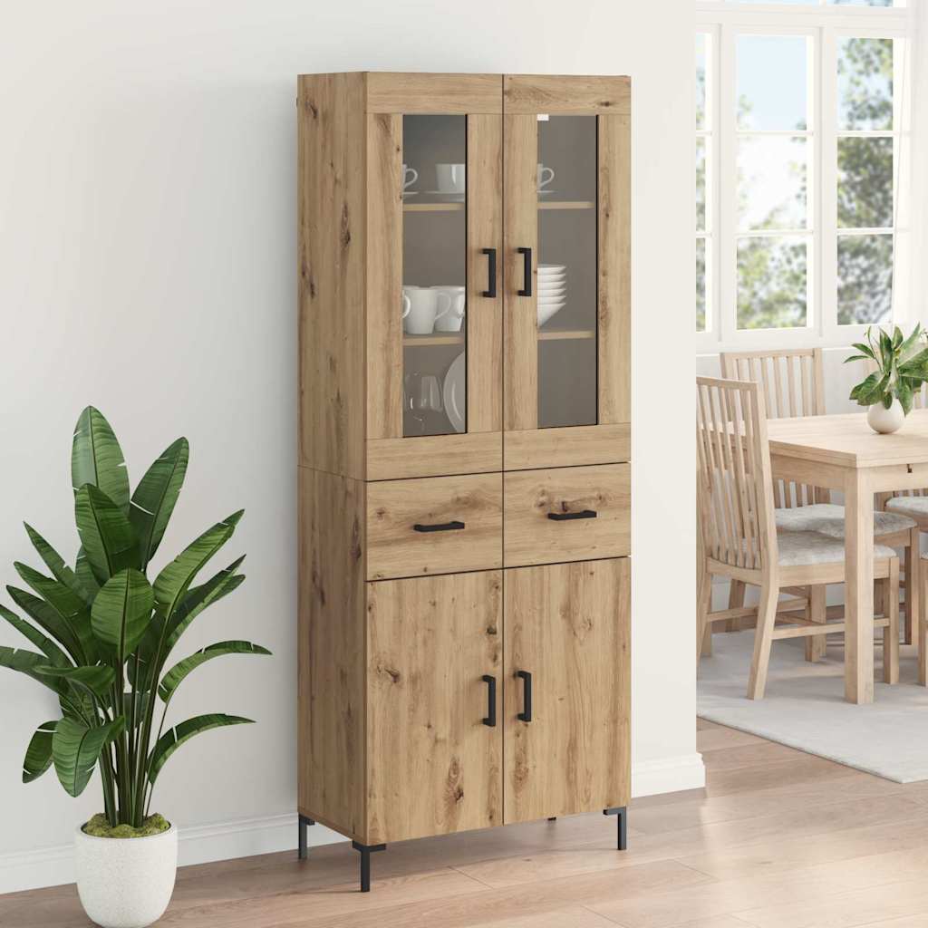 Bufet 2 pcs Stejar Artizanal 69,5 x 34 x 180 cm Lemn compozit — imaginea 5