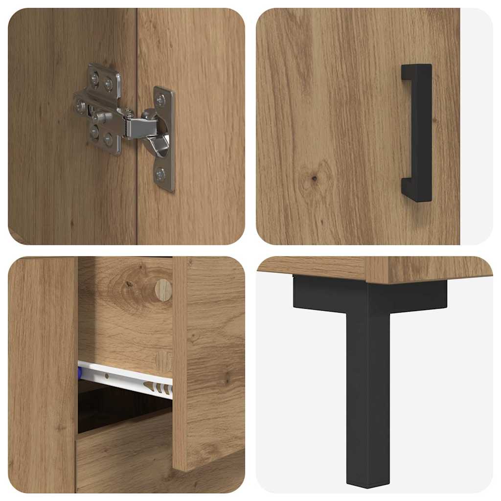 Bufet 2 pcs Stejar Artizanal 69,5 x 34 x 180 cm Lemn compozit — imaginea 11