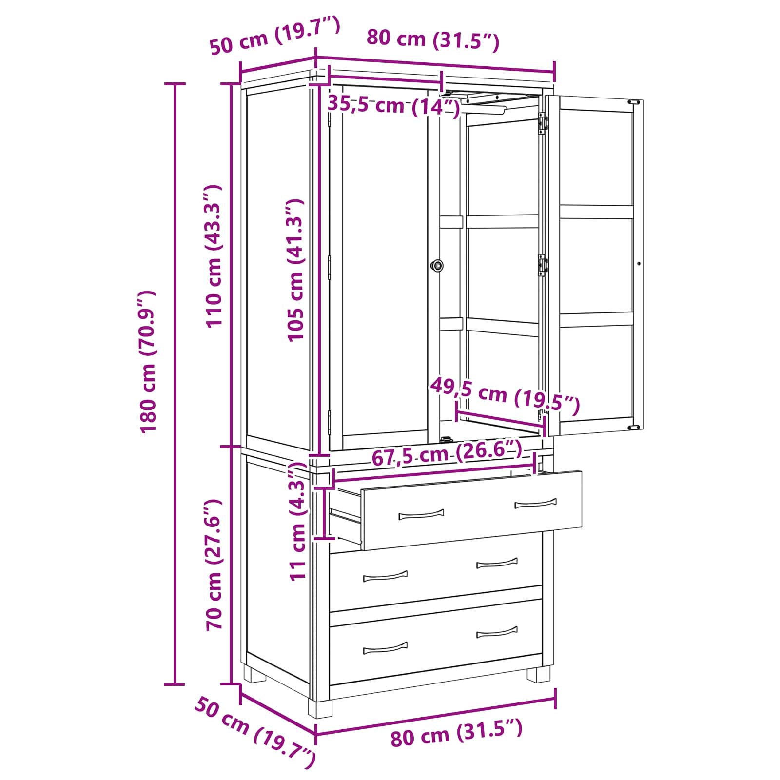 Set de Mobilier pentru Depozitare cu sertar Maro Lemn compozit — imaginea 11