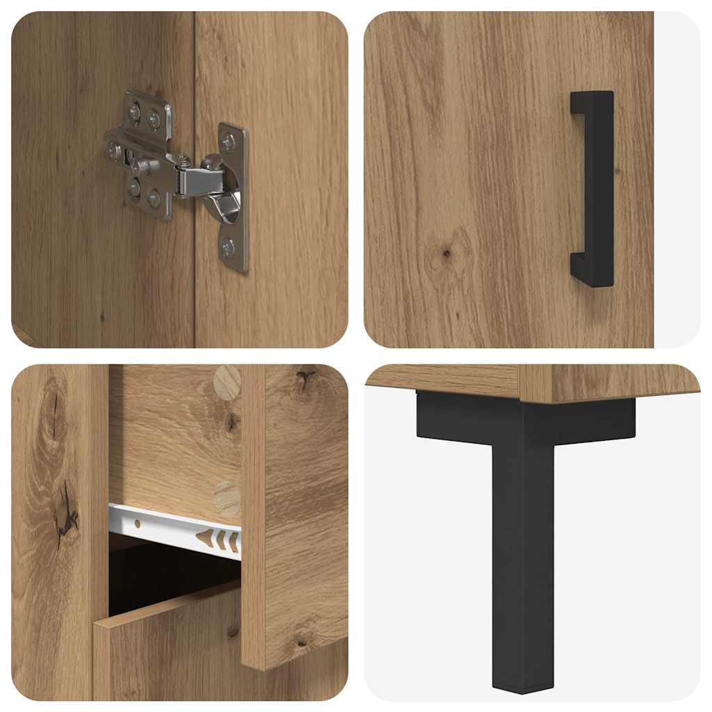 Bufet 2 pcs Stejar Artizanal 69,5 x 34 x 180 cm Lemn compozit — imaginea 12