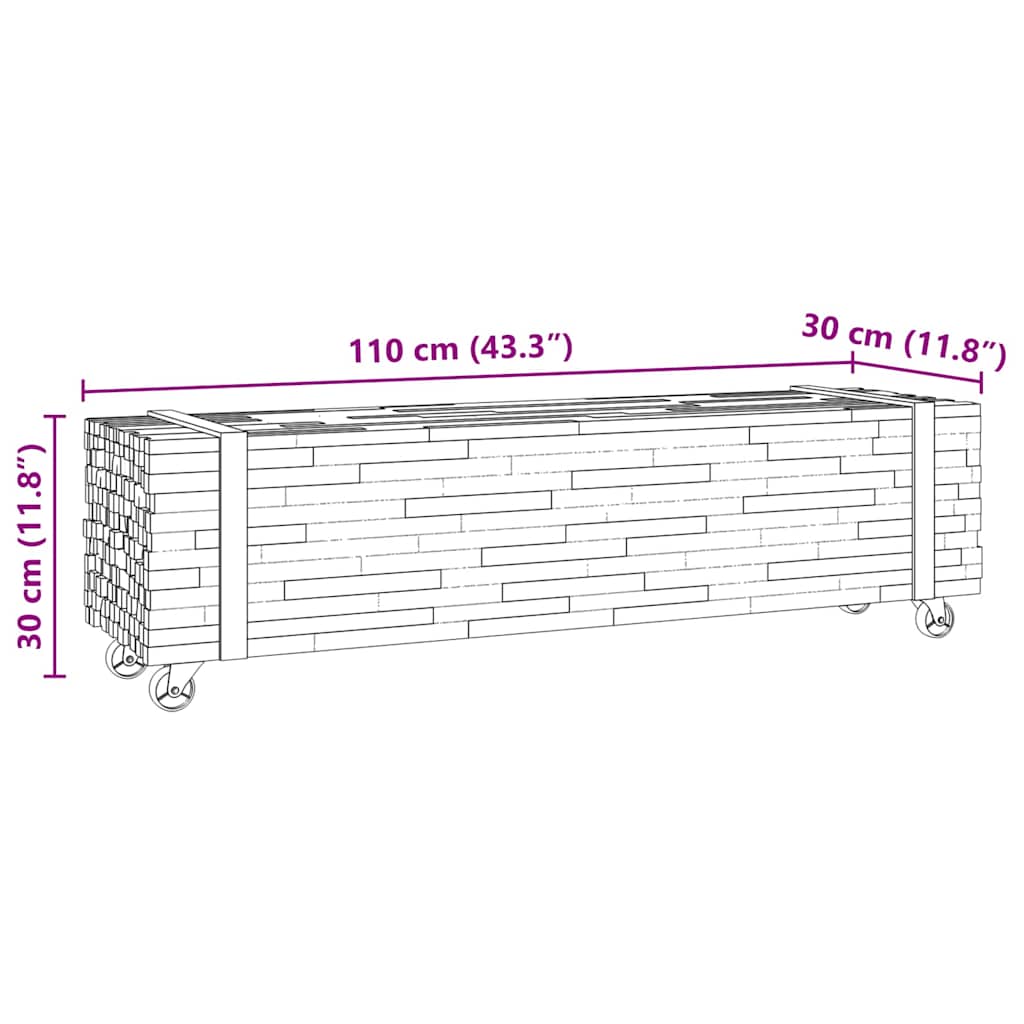 Support TV Maro 110 x 30 x 30 cm Lemn solid de tec — imaginea 8