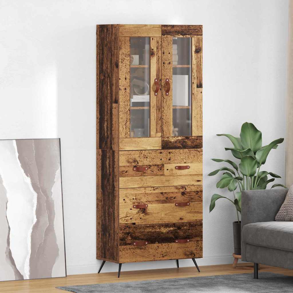 Cabinet Highboard Pe perete 2 pcs Lemn vechi Lemn compozit — imaginea 2