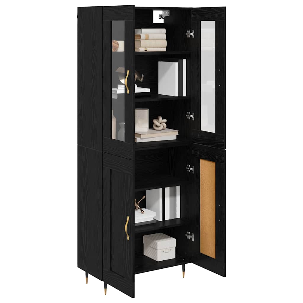 Bufet 2 pcs Stejar Negru 69,5 x 34 x 180 cm Lemn compozit — imaginea 4