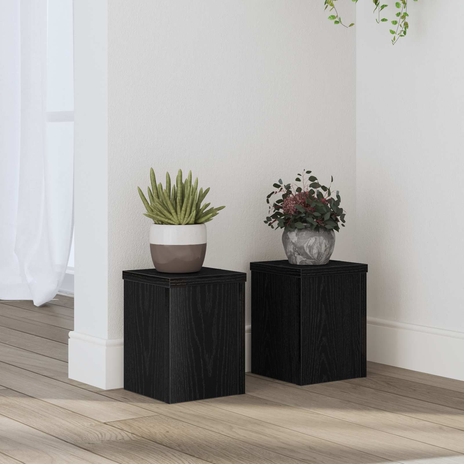 Suport pentru plante 2 pcs Stejar Negru 15 x 15 x 20 cm — imaginea 2