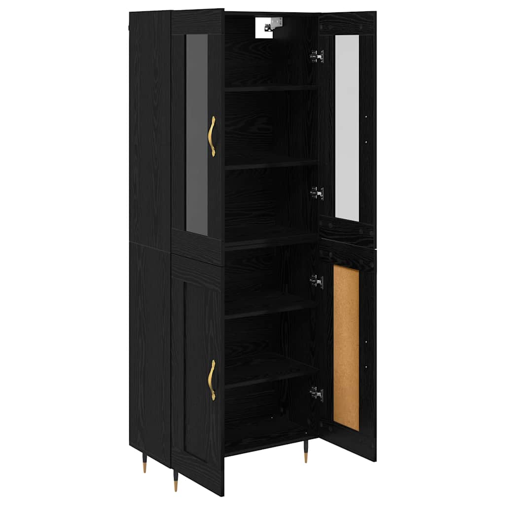 Bufet 2 pcs Stejar Negru 69,5 x 34 x 180 cm Lemn compozit — imaginea 6