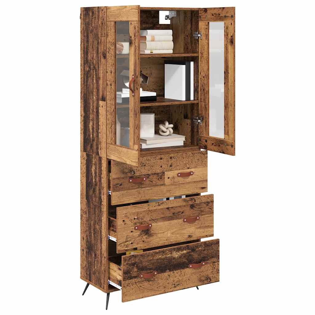 Cabinet Highboard Pe perete 2 pcs Lemn vechi Lemn compozit — imaginea 4